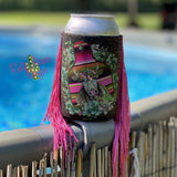 Regular Cheetah Cow Ear Tag Fringe Koozie - Koozie