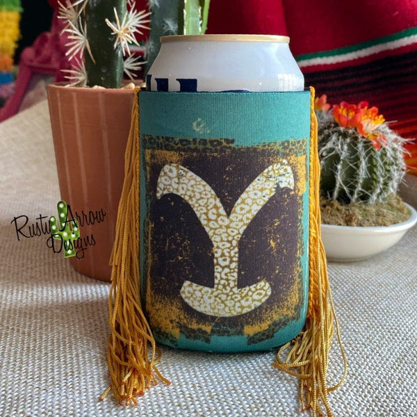 Regular Cheetah Y Fringe Koozie - Koozie