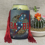 Regular Denim American Babe Fringe Koozie - Koozie