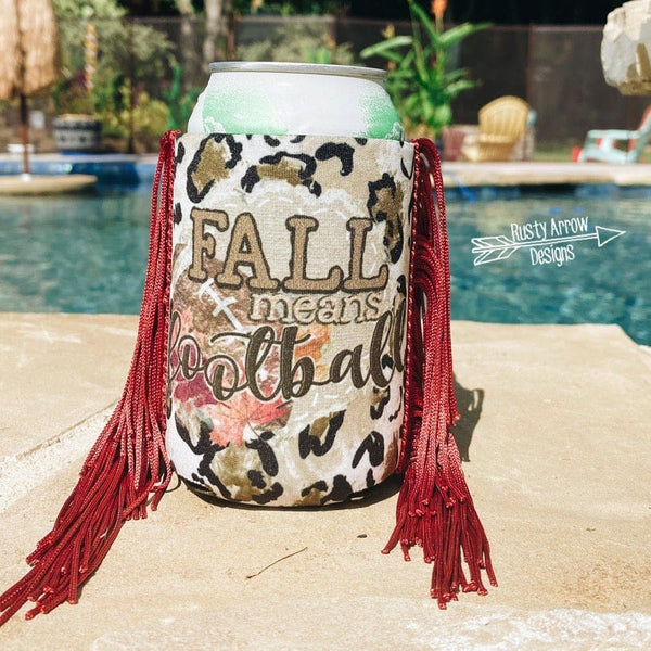 Regular Fall Means Football Fringe Koozie - Koozie
