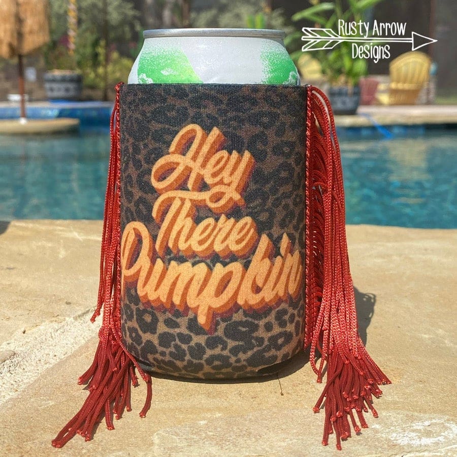 Regular Hey There Pumpkin  Fringe Koozie