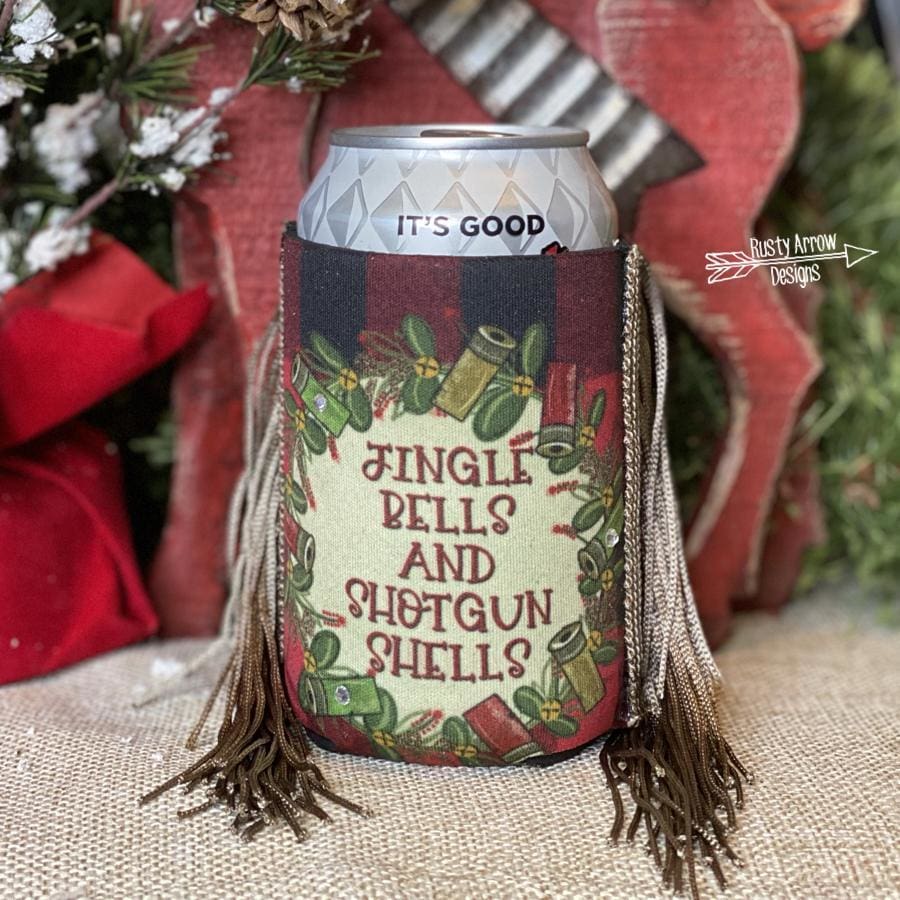 Regular Jingle Bells and Shotgun Shells Fringe Koozie