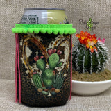 Regular Koozie Cowprint Cactus Heart Fringe Koozie - Koozie