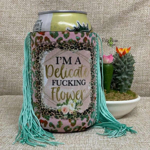 Regular Koozie Delicate Flower Fringe Koozie - Koozie