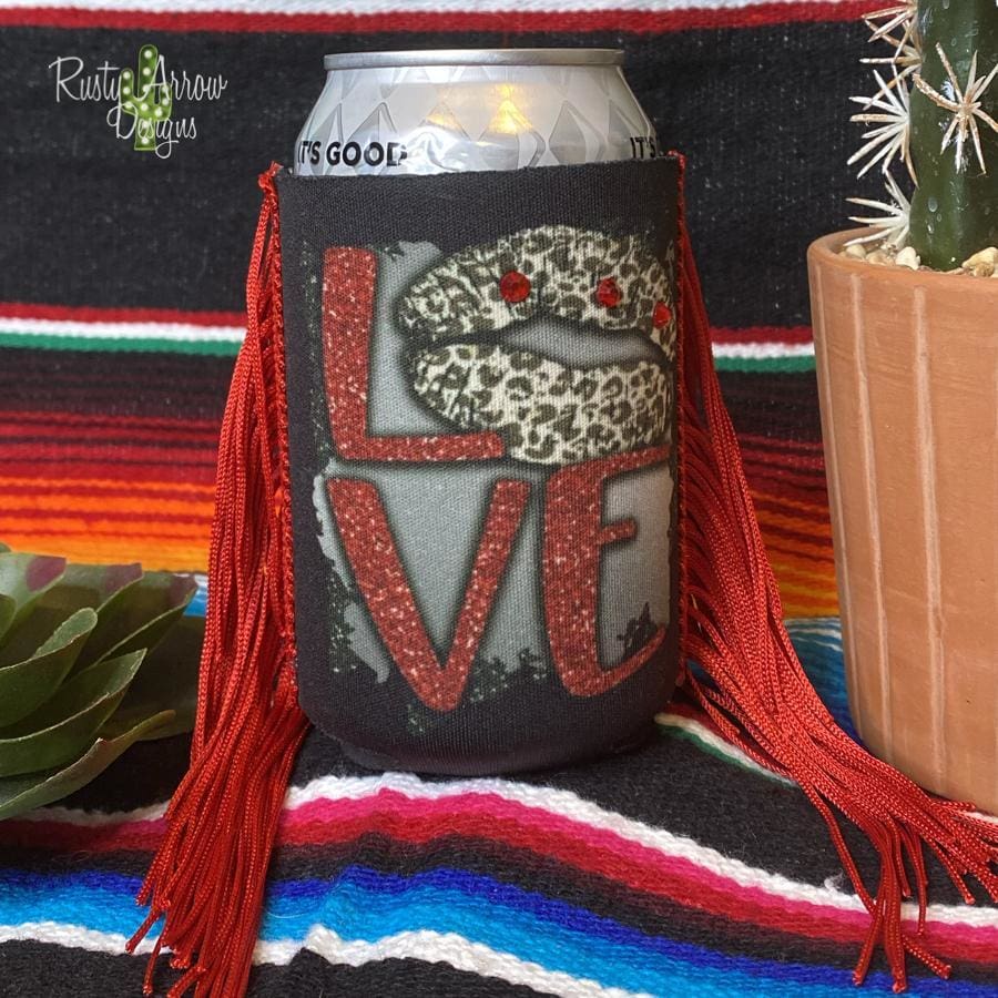 Regular Love Cheetah Lips  Fringe Koozie