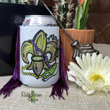Regular Mardi Gras Fleur De Lis Fringe Koozie - Koozie