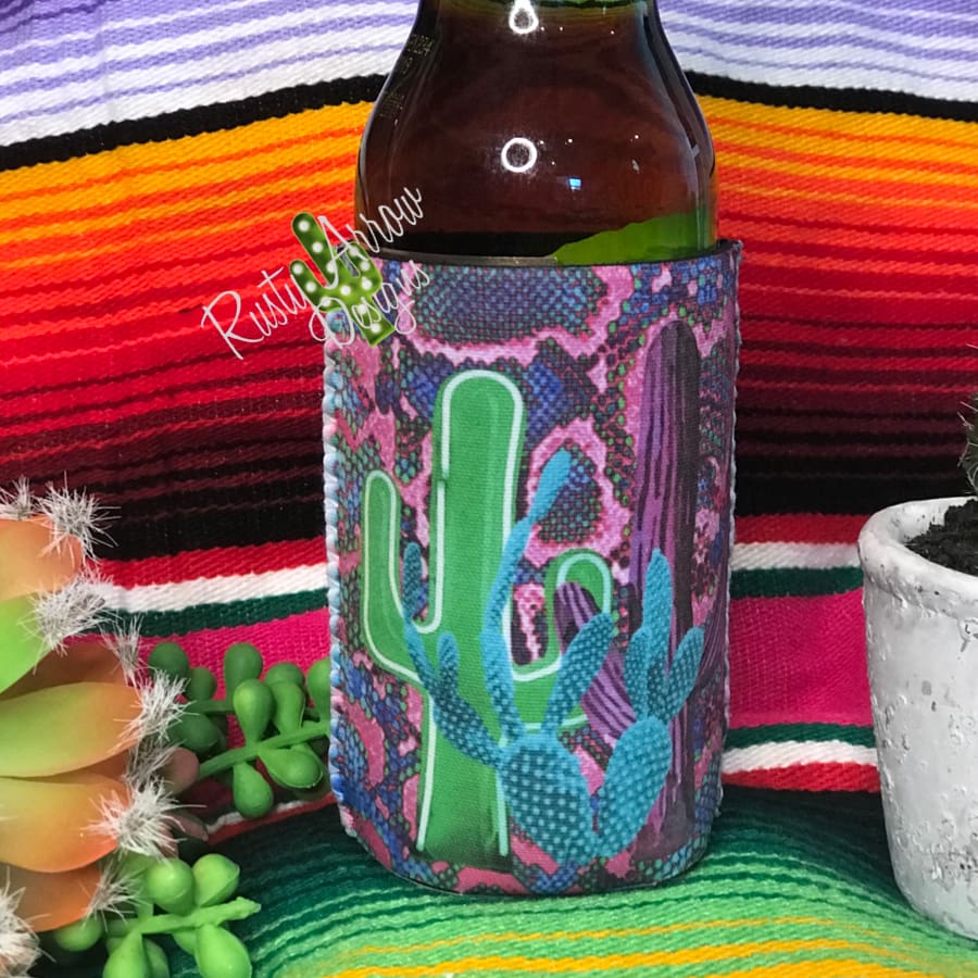 Regular Neon Snakeskin & Cactus Neoprene Koozie