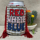 Regular Red White Blue Fringe Koozie - Koozie