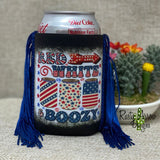 Regular Red White Boozy Fringe Koozie - Koozie