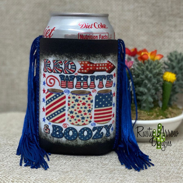 Regular Red White Boozy Fringe Koozie - Koozie