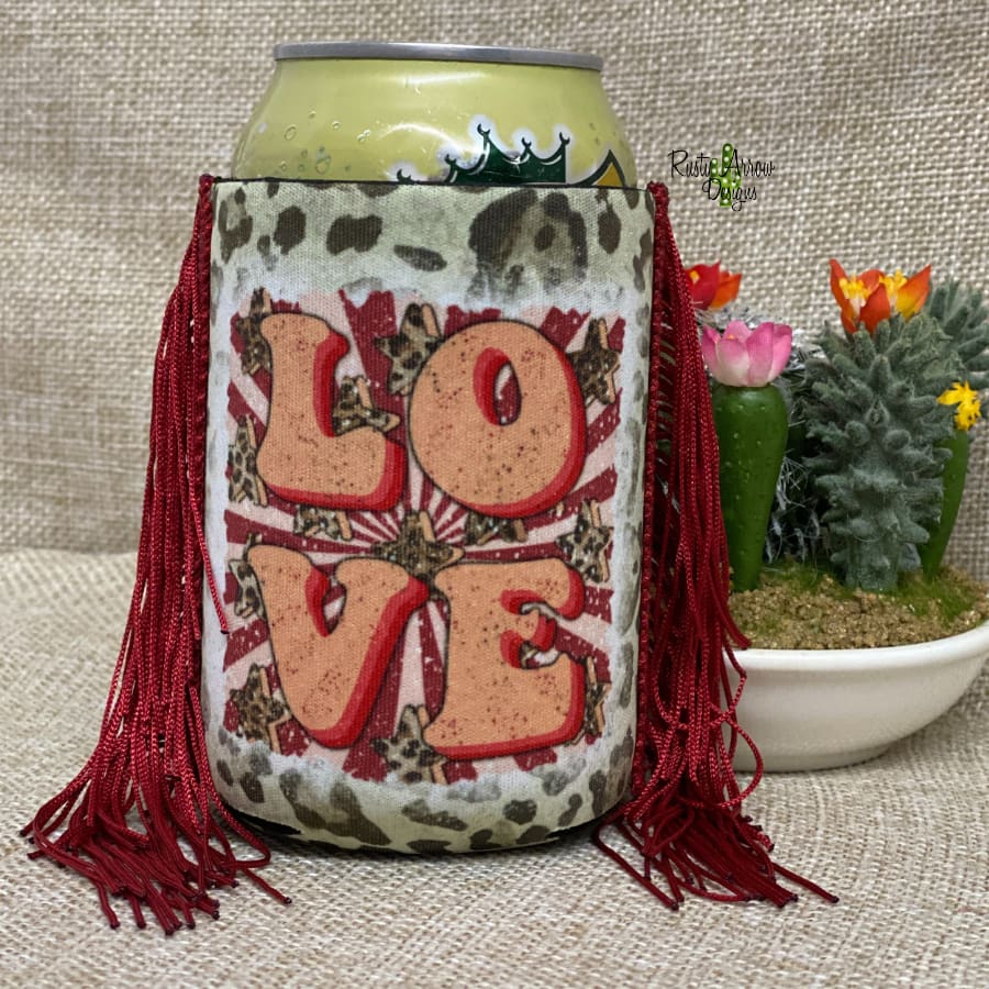 Regular Retro Love Fringe Koozie