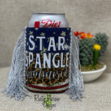 Regular Star Spangled Hammered Fringe Koozie - Koozie