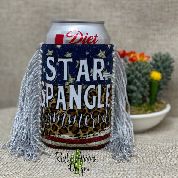 Regular Star Spangled Hammered Fringe Koozie - Koozie