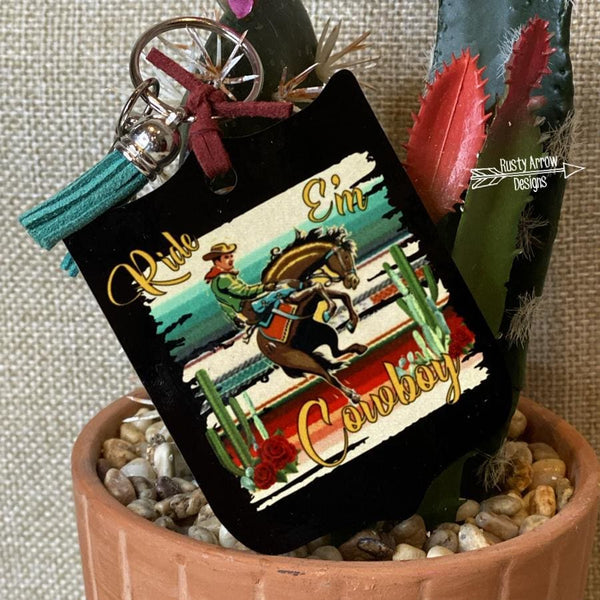 Ride E’m Cowboy Rodeo Back Tag Key Chain