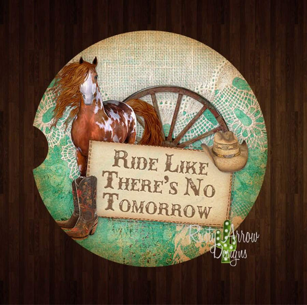 Ride Like theres no Tomorrow Set of 2 Car Coasters - Car Coasters