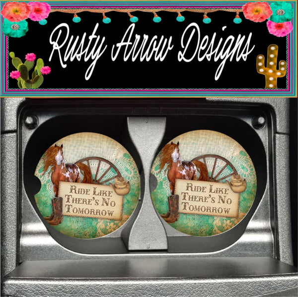 Ride Like there’s no Tomorrow Set of 2 Car Coasters - Car Coasters