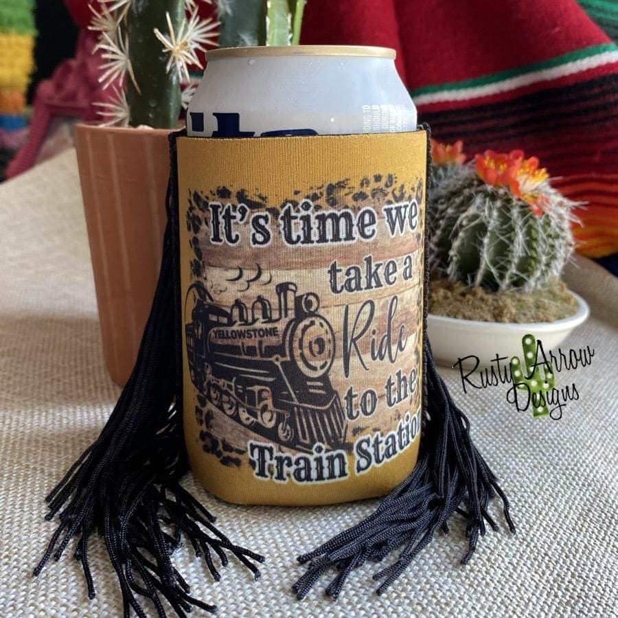 Ride to the Train Station Fringe Trim 12 oz Koozie