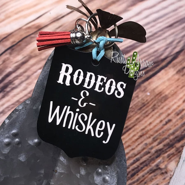 Rodeo and Whiskey Rodeo Back Tag Key Chain