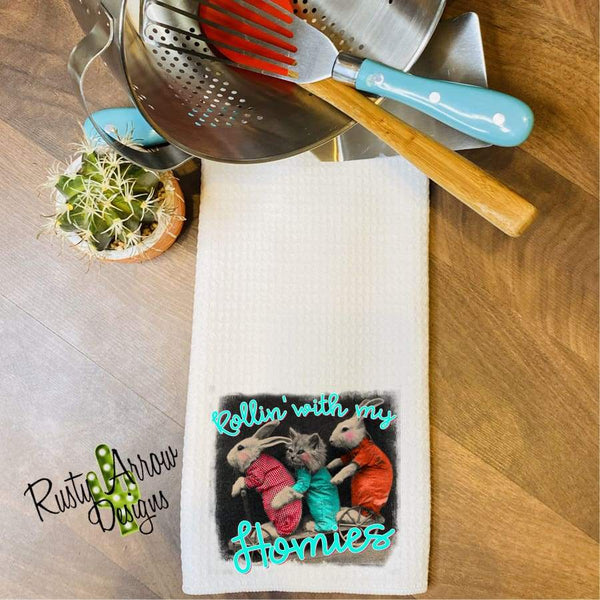 Rolling with my Homies Waffle Weave Tea Towel