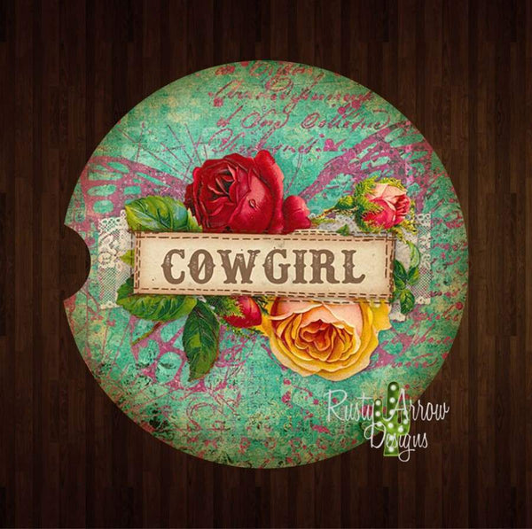Roses and Cowgirls Set of 2 Car Coasters - Car Coasters