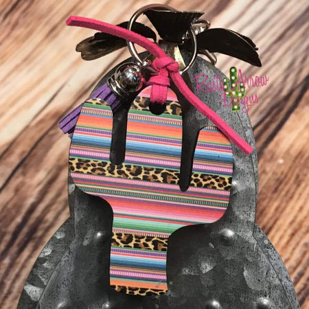 Back with Feathers Cactus Key Chain