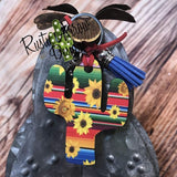 Serape and Sunflowers Cactus Key Chain