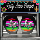 Serape Aztec Texas Set of 2 Car Coasters - Car Coasters