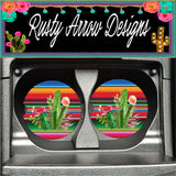 Serape Cactus Plants Set of 2 Car Coasters - Car Coasters