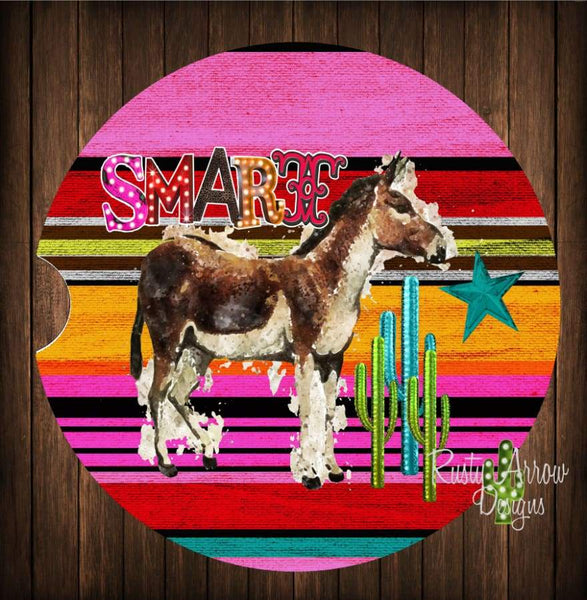 Serape Cactus Smart A** Set of 2 Car Coasters - Car Coasters