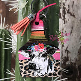 Serape Cow Livestock Ear Tag Key chain