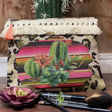 Neon Cactus Makeup Cosmetic Bag