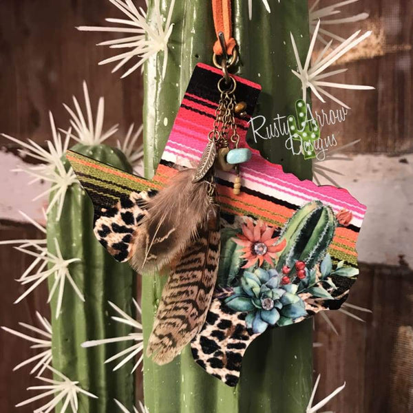 Serape Desert Texas Rear View Mirror Charm Bag Tag or Christmas Ornament