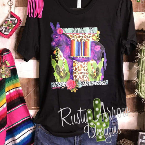 Serape Donkey Black Tee - Tee Shirt