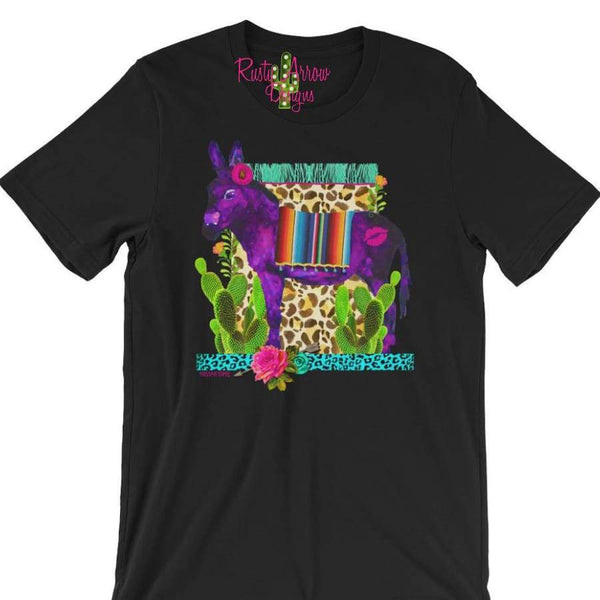 Serape Donkey Black Tee - Tee Shirt