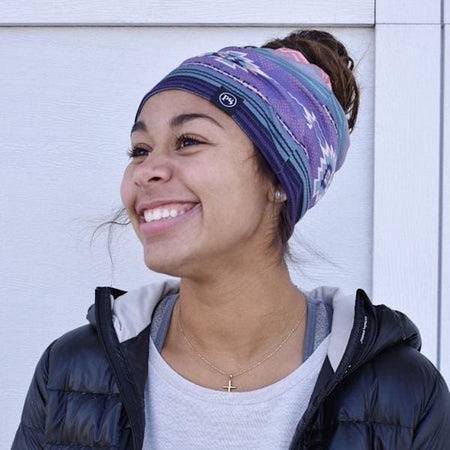 Red and Blue Plaid Peek-A-Boo Messy Bun Beanies