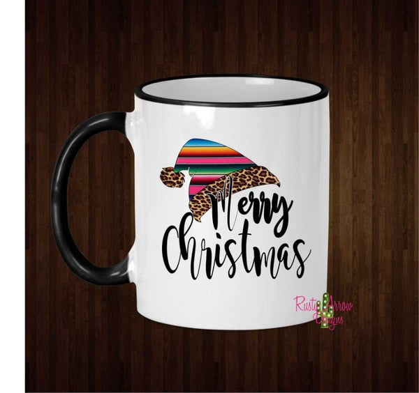 Serape Santa Hat Coffee Mug - 11 Oz Ceramic mug with black handle - Mug