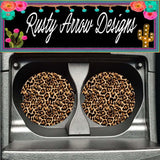 Set Of 2 Car Coasters Cheetah Print Sandstone Car Coasters Rubber Car Coasters Cork Car Coasters Car Decor Car Accessories - Car Coasters