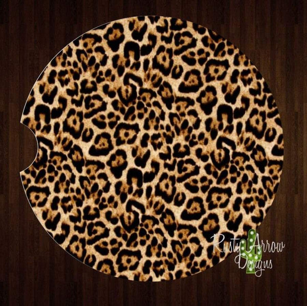 Set Of 2 Car Coasters Cheetah Print Sandstone Car Coasters Rubber Car Coasters Cork Car Coasters Car Decor Car Accessories - Car Coasters