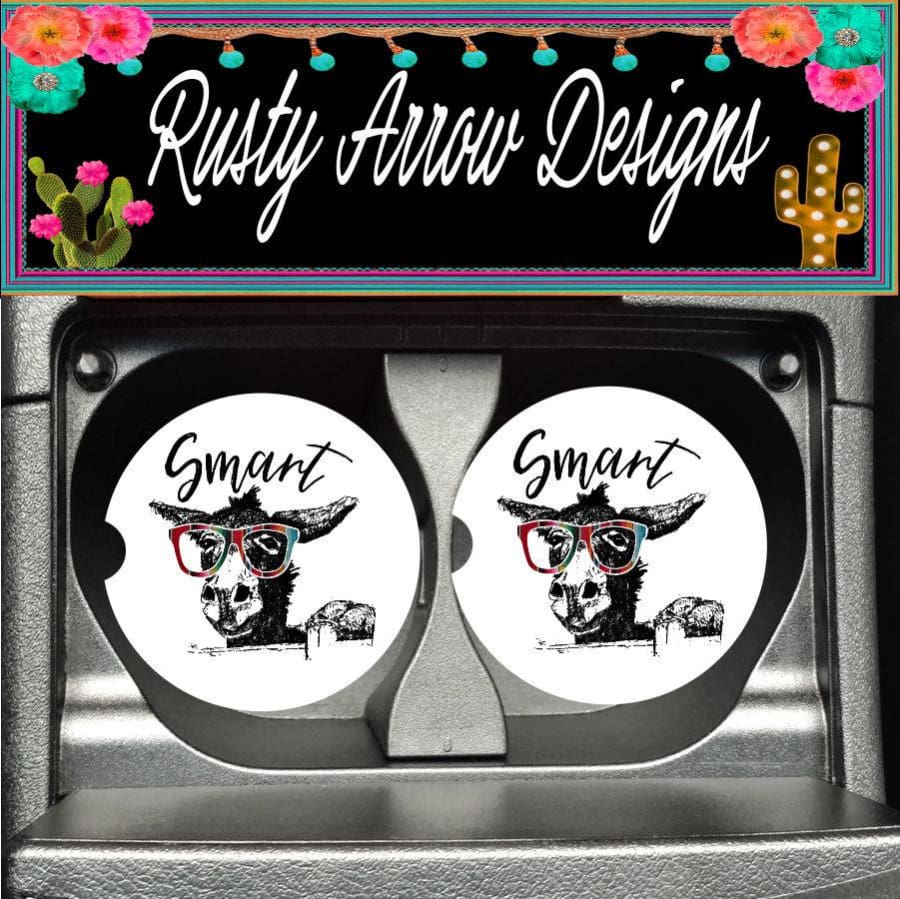 Set Of 2 Car Coasters Smart A** Sandstone Car Coasters, Rubber Car Coasters, Cork Car Coasters, Car Decor, Car Accessories