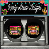 Siesta Motel Background Set of 2 Car Coasters - Car Coasters