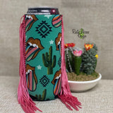 Slim Aztec Tongue and Cactus Fringe Koozie - Koozie