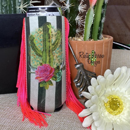 Slim Neon Cheetah Don't Kill my Vibe Fringe Koozie