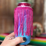 Slim Blue and Pink Marble Fringe Koozie - Koozie
