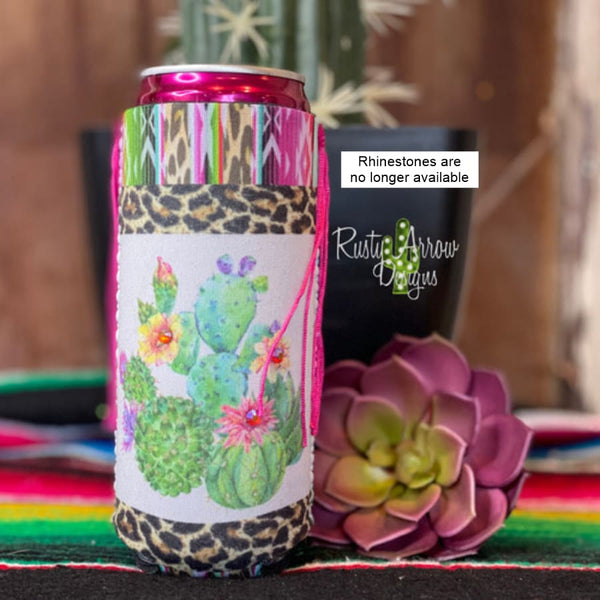 Slim Cactus Fringe Neoprene Koozie - Koozie