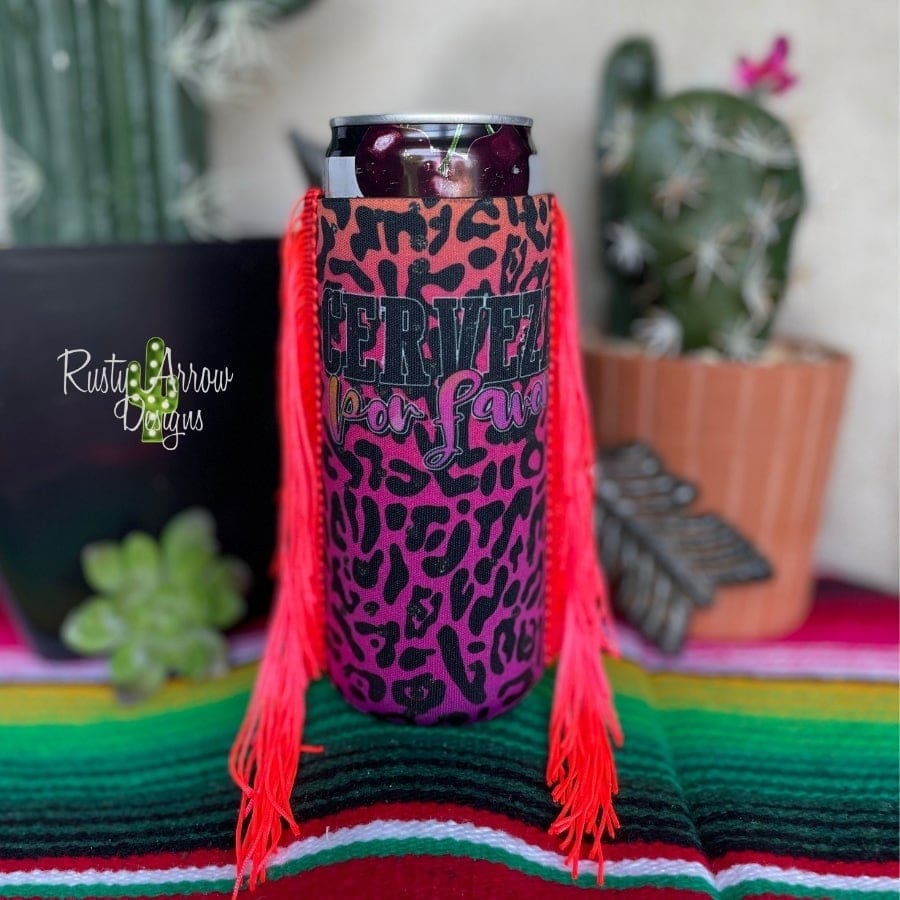 Slim Cerveza Fringe Koozie
