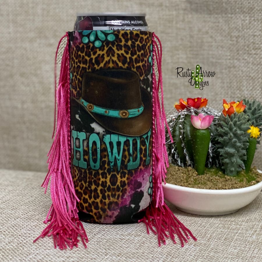 Slim Cowboy Hat Howdy Fringe Koozie