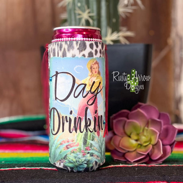 Slim Cowgirl Day Drinkin’ Fringe Neoprene Koozie - Koozie