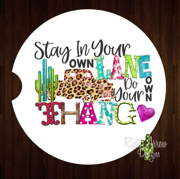 Stay in Your Own Lane Set of 2 Car Coasters - Car Coasters
