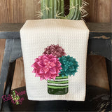 Succulent Arrangement Waffle Weave Tea Towel