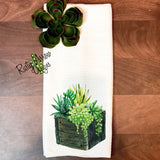 Succulent Garden Waffle Weave Tea Towel